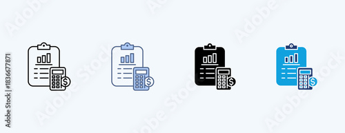 Financial Planning Multiple Icon Illustration Vector