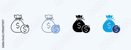 Money Bag Multiple Icon Illustration Vector