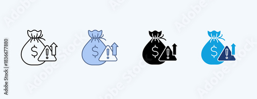 Over Budget Multiple Icon Illustration Vector