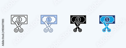 Budget Cut Multiple Icon Illustration Vector