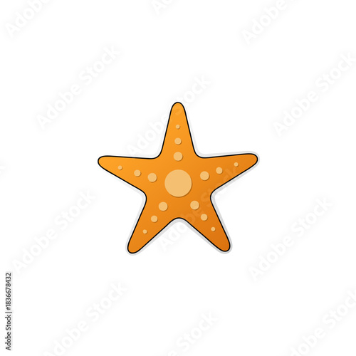 A Bright Orange Starfish With Light Brown Spots On A Black Background Detailed Vector Illustration