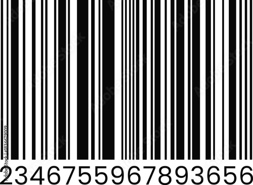 Barcode, Vector barcode with numbers.