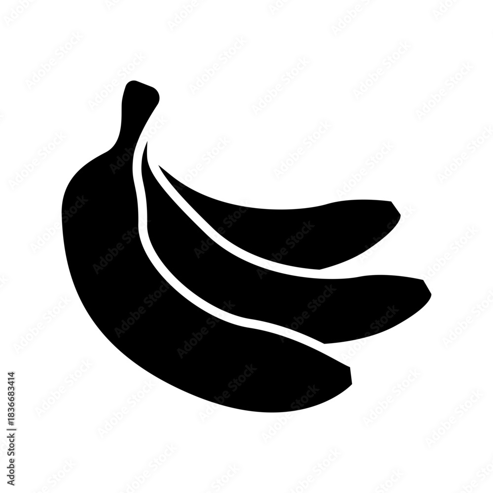 Fototapeta premium Three Bananas Tropical Fruit Flat Icon 