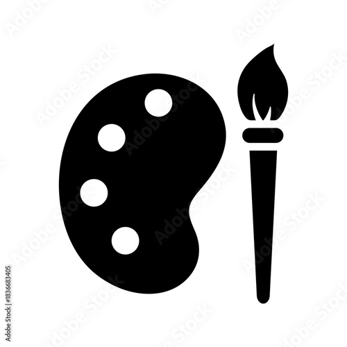 Flat icon art palette paint brush creativity design school.
