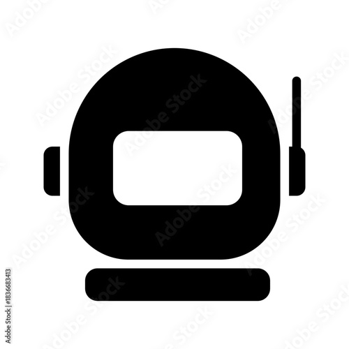 Astronaut Spaceman Helmet Flat Black Glypyh Icon
