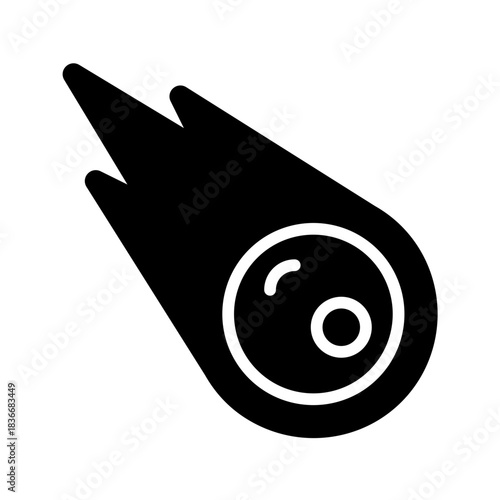 Falling Meteorite Comet Asteroid Flat Black Glyph Icon
