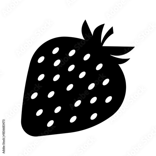 Strawberry Red Sweet Berry Flat Icon black
