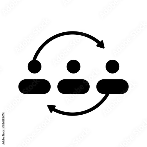 Three People Team Collaboration Workflow Flat Icon
