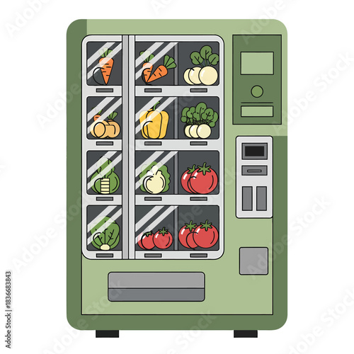 Flat Lay Organic Vegetable Vending Machine Icon