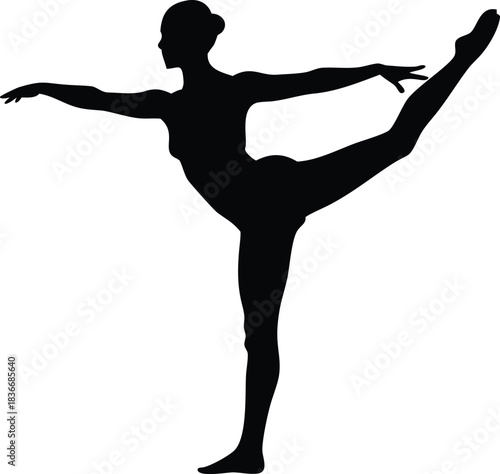 A graceful dancer in a dynamic pose perfect for design on transparent background silhouette