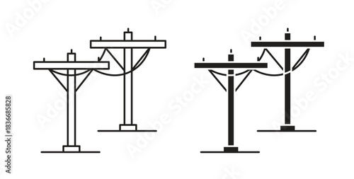 Utility pole icon for mobile app, editable designs