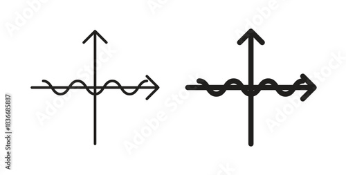 Wave sine icon for mobile app, editable designs