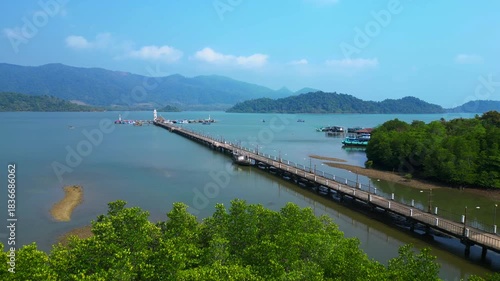 Wallpaper Mural lighthouse pier extending into Gulf of Thailand. Lovely aerial view drone Torontodigital.ca