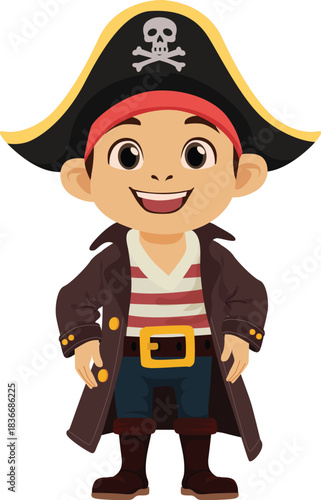 happy cartoon pirate kid flat icon