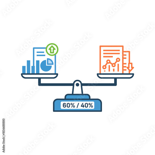 financial balance sheet showing growth and decline illustrating business performance comparison for economic forecast and investment strategy