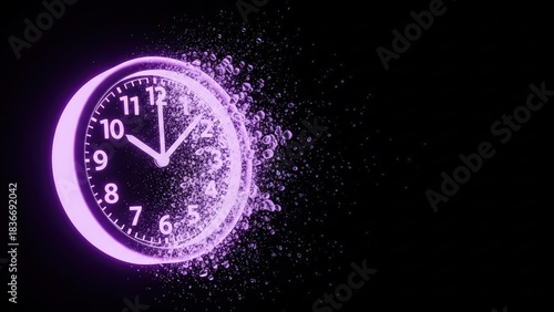 Wallpaper Mural Abstract clock disintegrating in vibrant purple glow   Torontodigital.ca