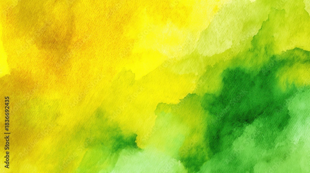 Fototapeta premium A blend of yellow and green colors in a watercolor style. The soft patterns create an abstract look that can be used for various creative projects or backgrounds.
