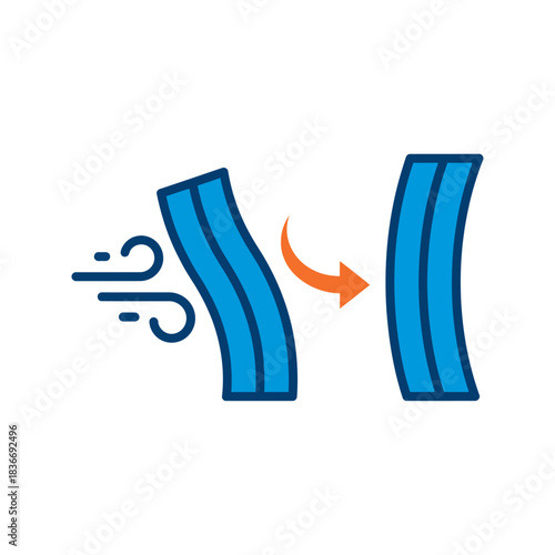 Flexible material adapting to wind pressure illustrating resilience and elasticity ideal for engineering and environmental science presentations.