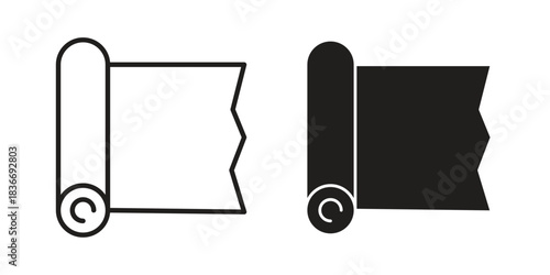 Aluminum foil icons for web design set in black stroke and solid style. EPS10