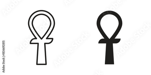 Ankh icons for web design set in black stroke and solid style. EPS10