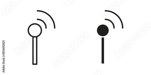 Antenna icons for web design set in black stroke and solid style. EPS10