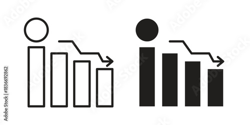 Attrition icons for web design set in black stroke and solid style. EPS10