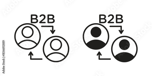 B2B icons for web design set in black stroke and solid style. EPS10