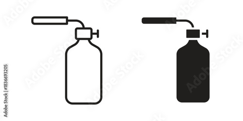 Blowtorch icons for web design set in black stroke and solid style. EPS10
