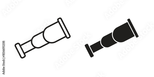 Boat Telescope icons for web design set in black stroke and solid style. EPS10