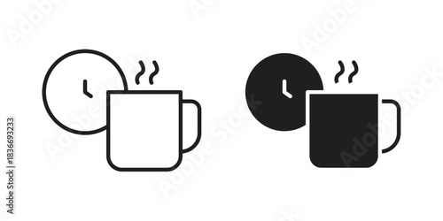 Break icons for web design set in black stroke and solid style. EPS10
