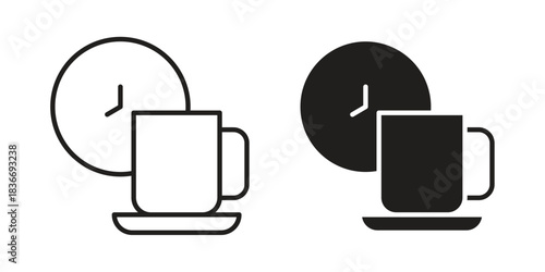 Break icons for web design set in black stroke and solid style. EPS10