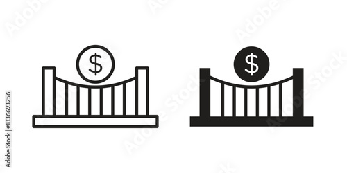Bridging loan icons for web design set in black stroke and solid style. EPS10