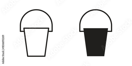 Bucket icons for web design set in black stroke and solid style. EPS10
