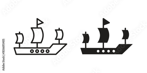 Caravel icons for web design set in black stroke and solid style. EPS10