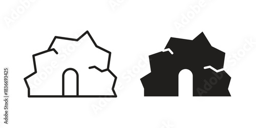 cave icons for web design set in black stroke and solid style. EPS10