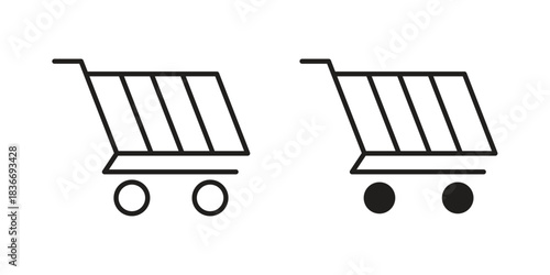 Cart icons for web design set in black stroke and solid style. EPS10