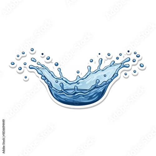 Dynamic Blue Water Splash with Bubbles and Droplets in Motion Against a Dark Background