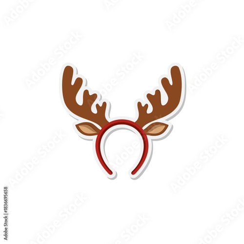 Festive Reindeer Antler Headband with Red Accents and White Outline on Black Background for Holiday Celebration and Costume Accessory