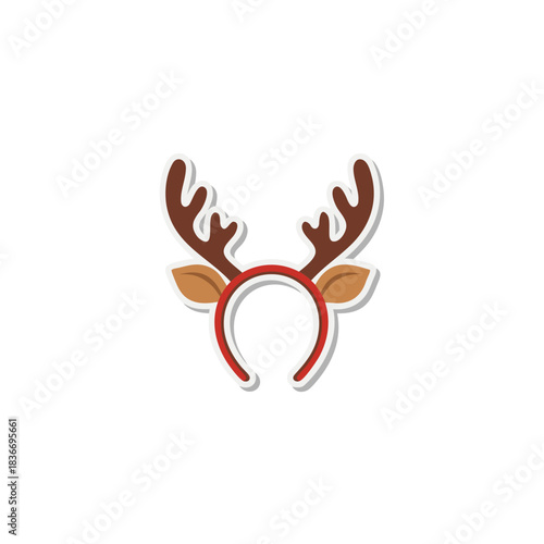 Festive Reindeer Antler Headband With Red Trim Accentuated Against A Stark Black Background Ideal For Holiday Celebrations And Costume Parties