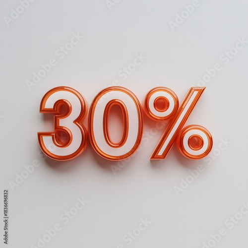 Red 3D 30 Percent Discount Typography on Light Background
