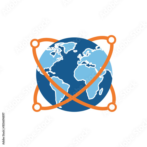 global network connections encircling the earth facilitating international communication and worldwide data transfer ideal for technology presentations.