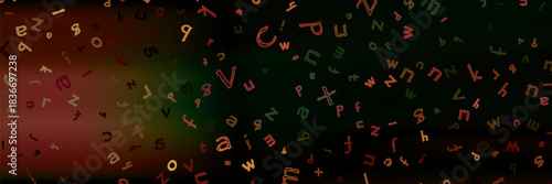 Bright hand drawn letters seamless pattern for fun. Nice vector repeated illustration on black background for child backpack, room wallpaper, greeting card, covering. EPS10