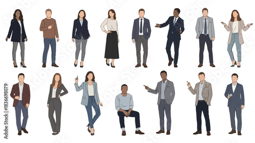 Diverse team presenting ideas in modern business attire, showcasing collaboration and professional success in a stylish and inclusive workplace environment