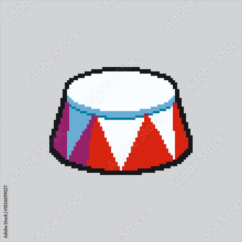 Pixel art illustration Circus Drum. Pixelated Circus Music. Circus Music Drum Icon pixelated for the pixel art game and icon for website and video game. old school retro.