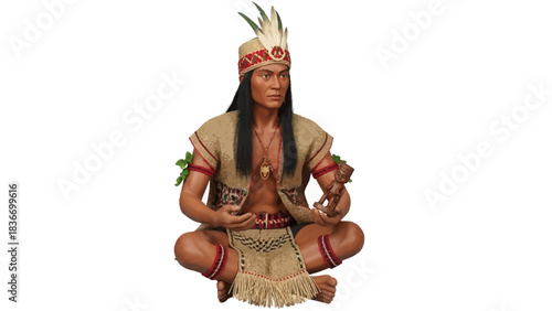 Experience the Rich Culture of Indigenous Tribes with this Captivating Native American Man, Perfect for Historical Projects and Educational Materials