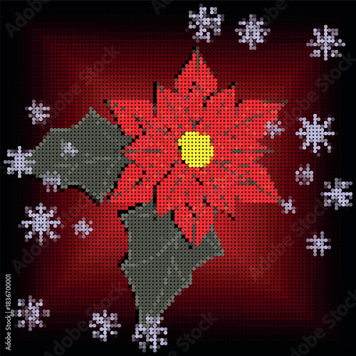 xmas flower huichol art mosaic in vector format