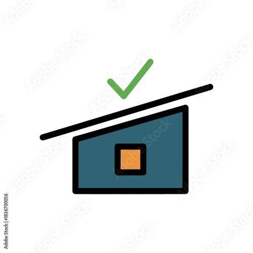 home inspection complete a house with a green checkmark indicating a successful home inspection and approval ideal for real estate  home services