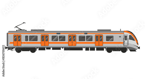 red tram isolated on white