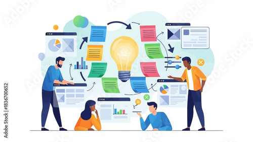 Creative Team Collaboration Brainstorming Innovative Business Ideas and Strategic Project Planning for Successful Development and Growth