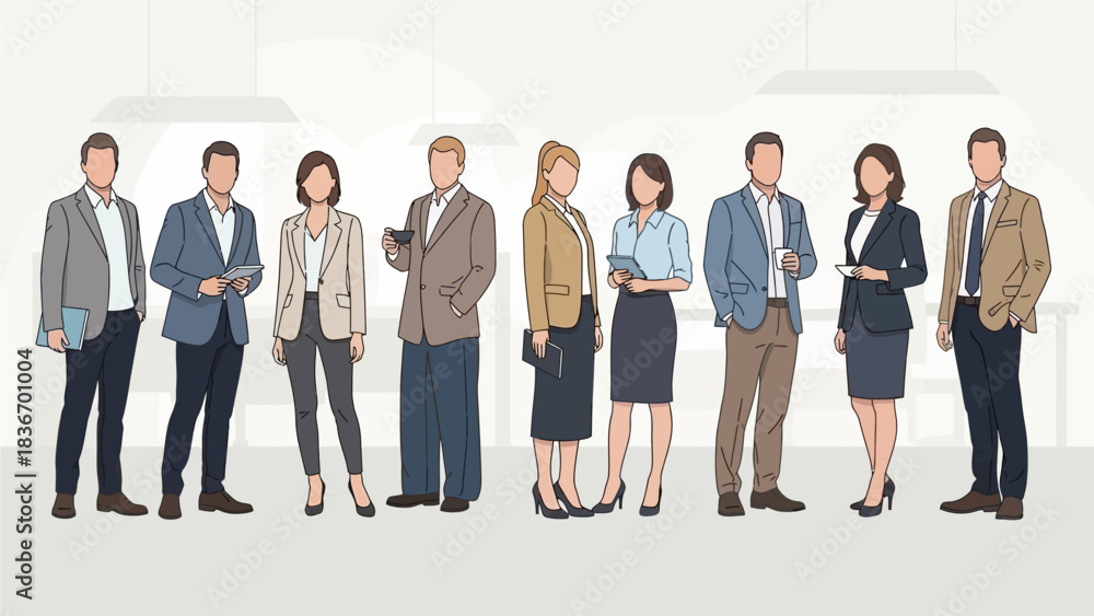 Fototapeta premium Diverse Group of Professionals in Business Attire Standing Together